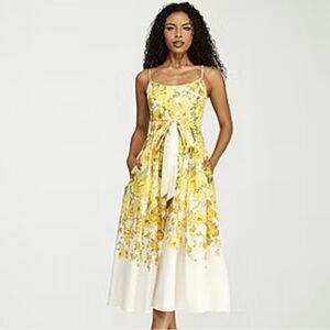 Elegant Yellow Floral Midi Dress